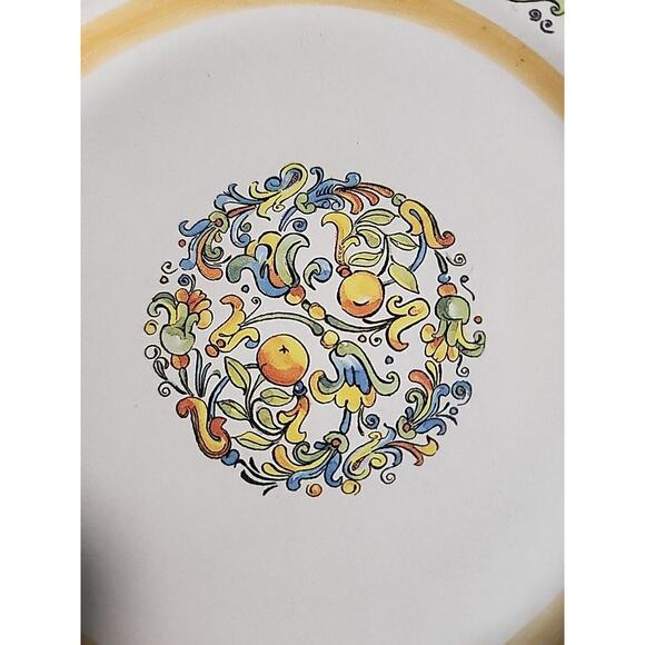 Meridiana Ceramiche 8" salad plate Made in Italy, multi scrolls Oranges Citrus - Picture 3 of 4